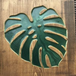 New! Banana leaf wooden wall art with epoxy inlay